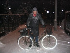 Autor na rowerze w styczniu